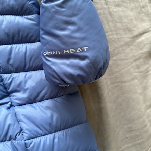Columbia Women's Hooded Puffer Coat Autumn Mid Jacket Omni Heat Light Blue XS - Picture 9 of 13